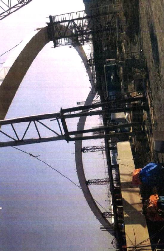 Airport terminal arch erection at Port Blair